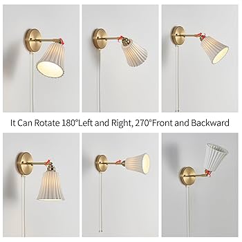 2-Pack Modern Gold Ceramic Hardwired Swing Arm Wall Sconces